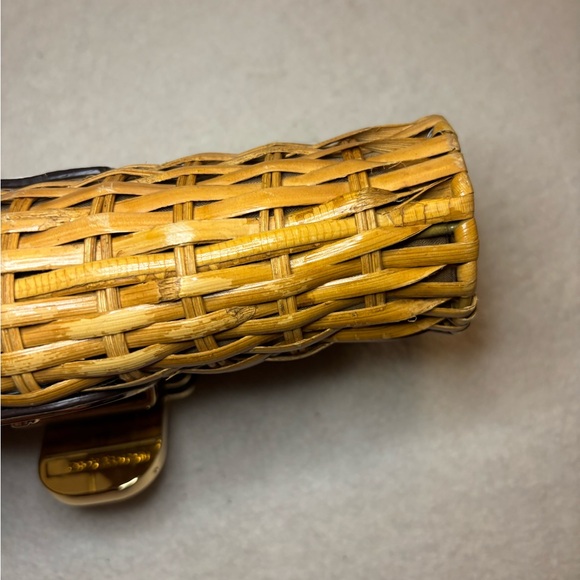 Micheal Michael Kors White and Tan Rattan Clutch EUC - Picture 5 of 11